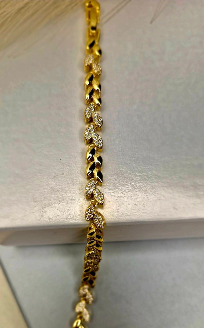 Yılan Desenli Zincir Detaylı Altın Bileklik - Görsel 2