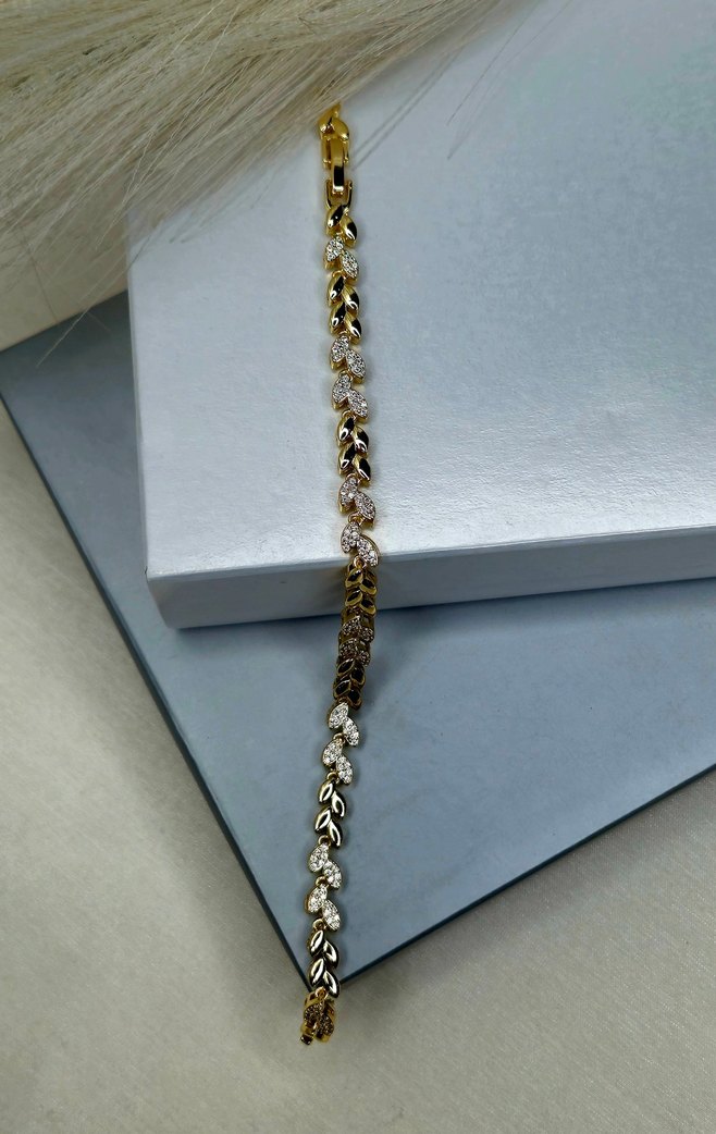 Yılan Desenli Zincir Detaylı Altın Bileklik - Görsel 5