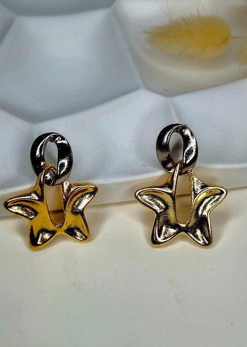 Kısa Parlak Altın Kelebek Küpeler - Görsel 3