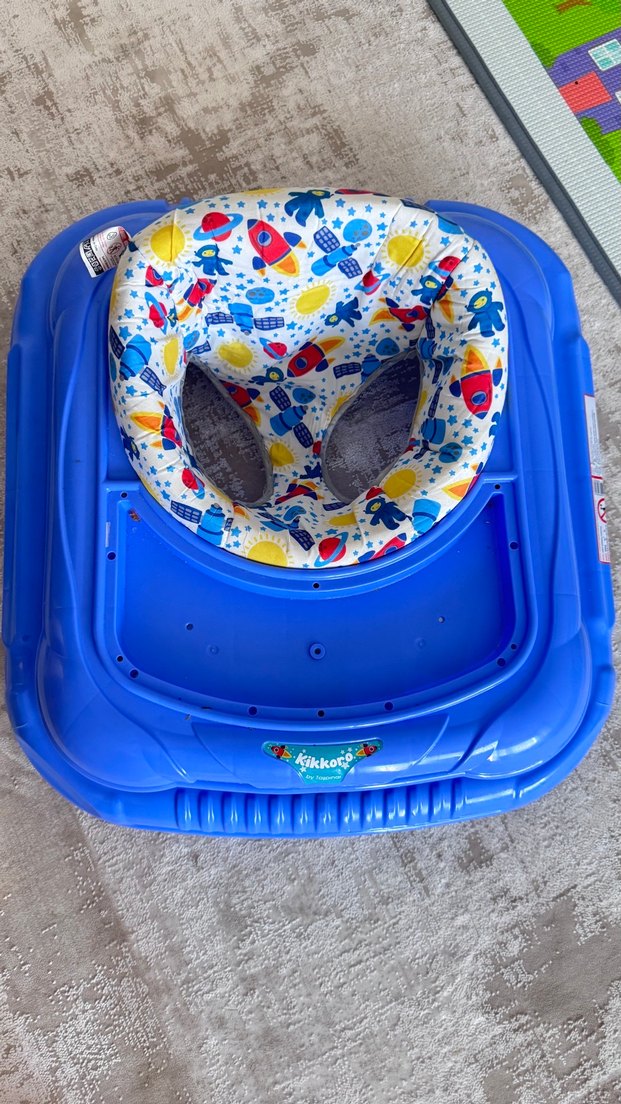 Renkli Desenli Mavi Bebek Yürüteci - Görsel 3