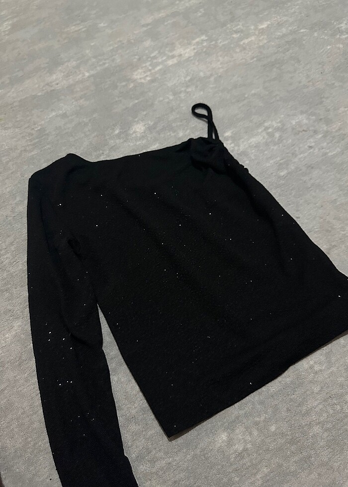 Işıltılı Tek Kol Bluz - Görsel 4