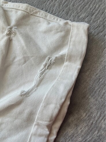 Beyaz Kot Şort - Görsel 7