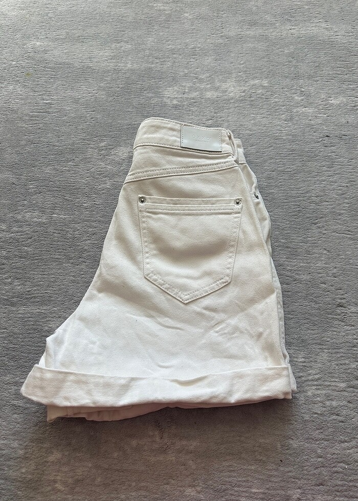 Beyaz Kot Şort - Görsel 4