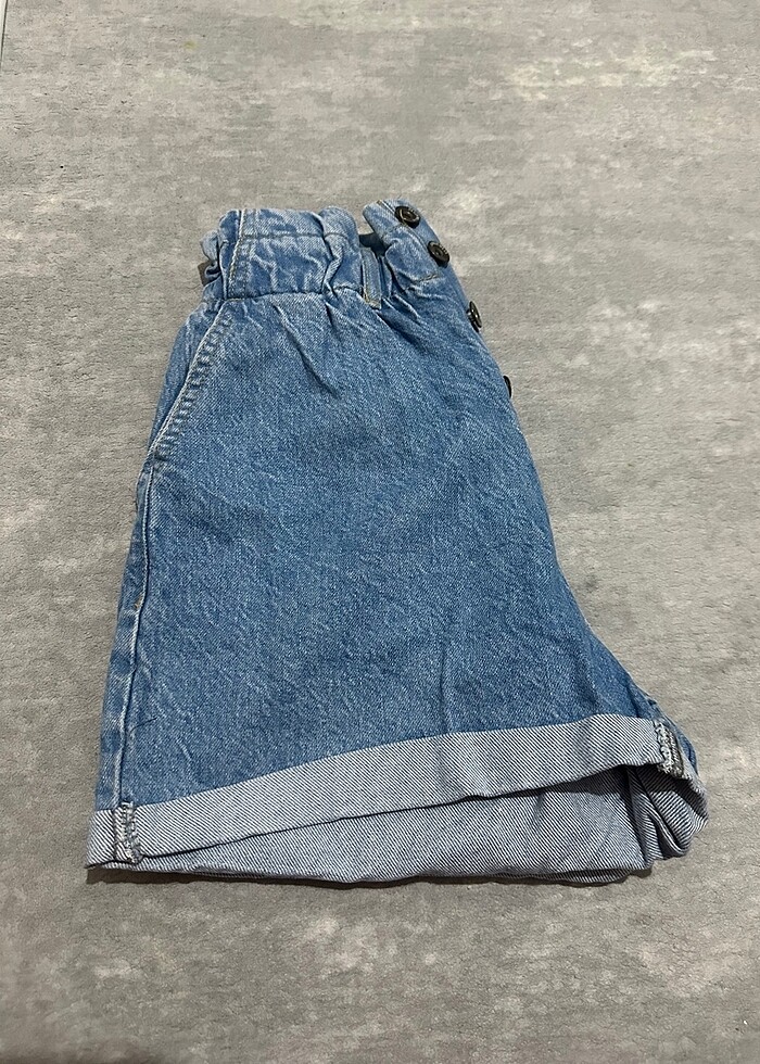 Mavi Kot Şort - Görsel 4