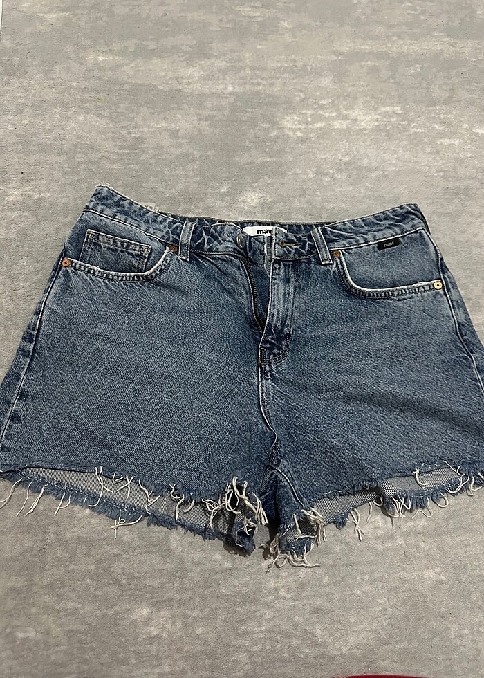 Mavi Kot Şort - Görsel 5