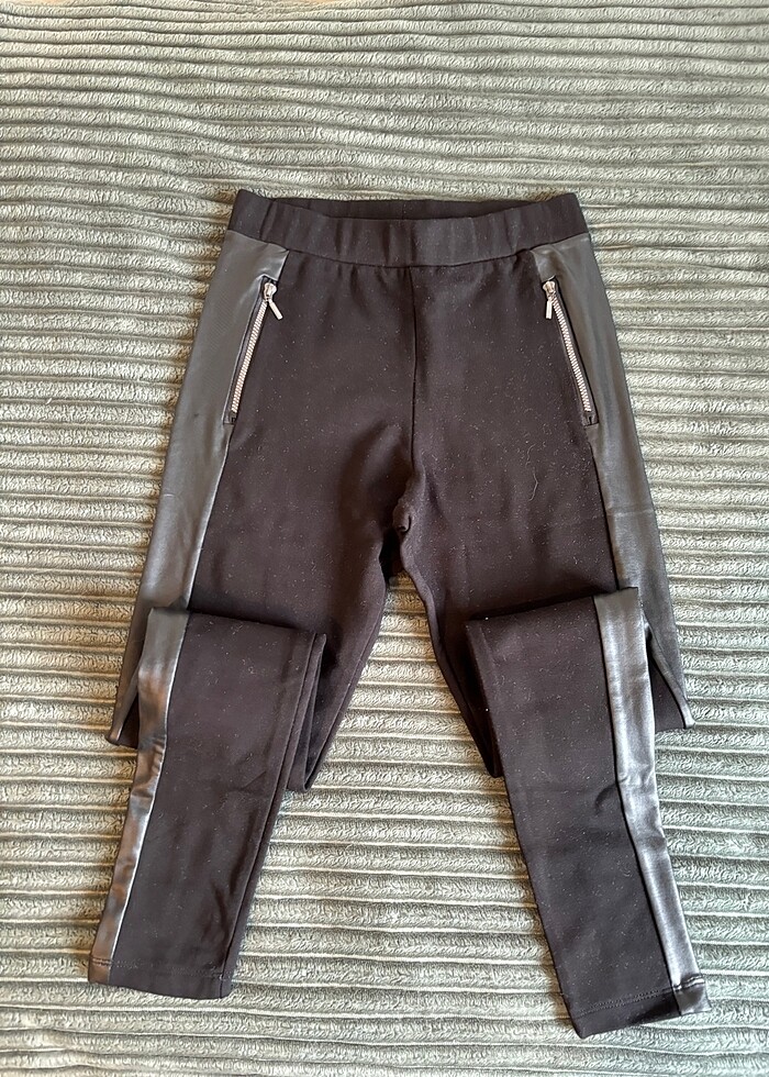 Calzedonia marka siyah deri detaylı tayt - Görsel 2