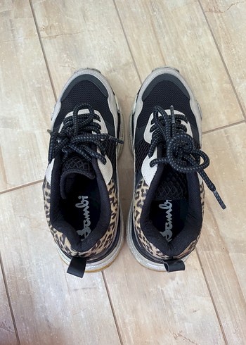 Keopar Desenli Bej Gri Platform Spor Ayakkabı - Görsel 4