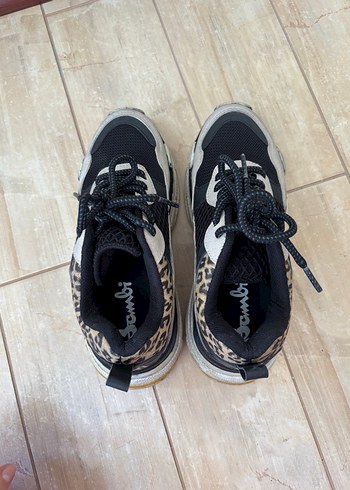 Keopar Desenli Bej Gri Platform Spor Ayakkabı - Görsel 3