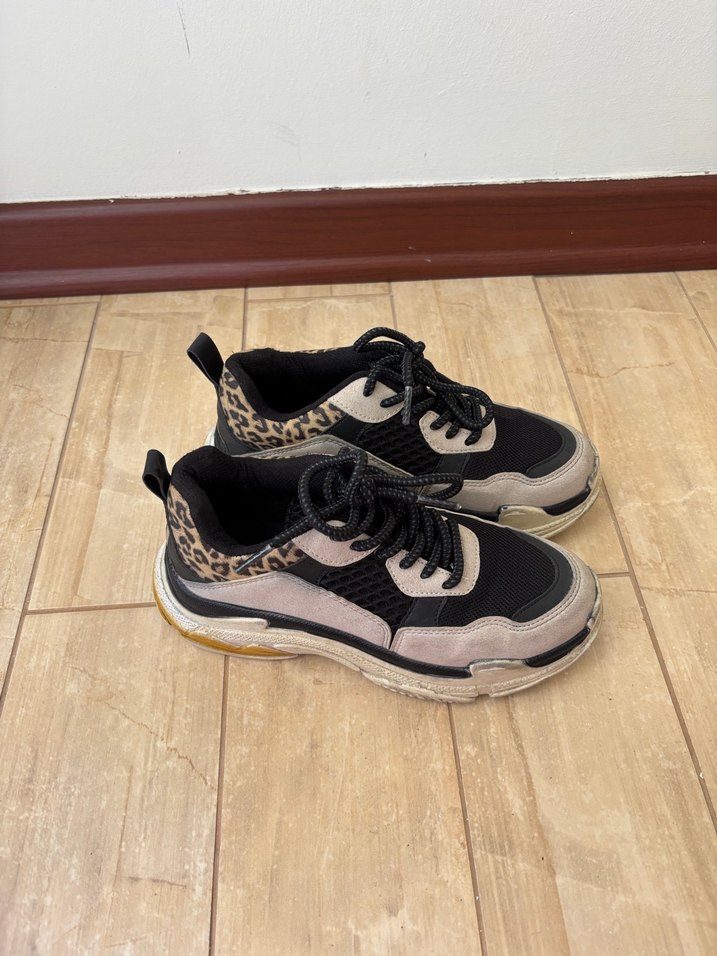 Keopar Desenli Bej Gri Platform Spor Ayakkabı - Görsel 2