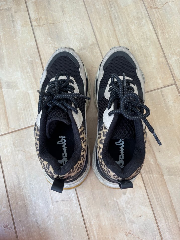 Keopar Desenli Bej Gri Platform Spor Ayakkabı - Görsel 4