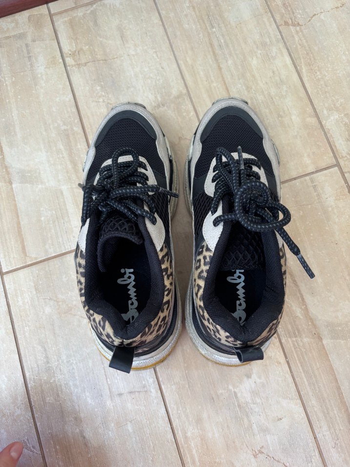 Keopar Desenli Bej Gri Platform Spor Ayakkabı - Görsel 3