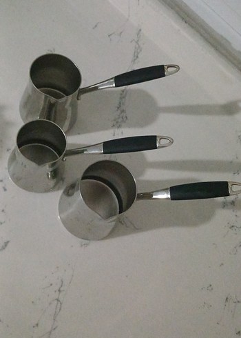 Korkmaz Siyah Saplı Gri Cezve Seti