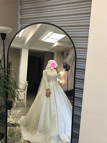 İncili tesettür prenses model gelinlik