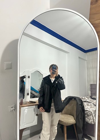 Şeffaf Detaylı Siyah Deri Kadın Kışlık Ceket - Görsel 3