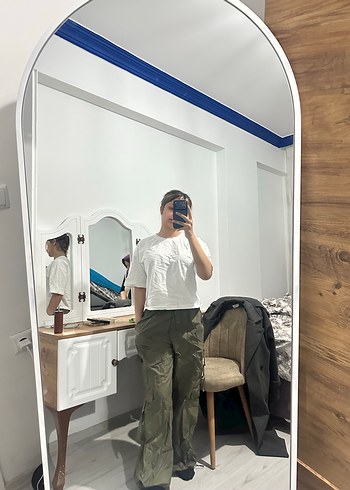 Kadın Haki Bol Kesim Boyfriend Pantolon - Görsel 2