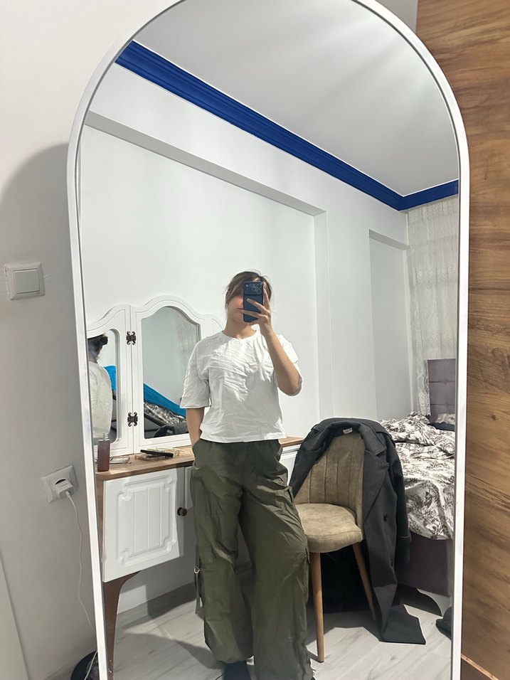 Kadın Haki Bol Kesim Boyfriend Pantolon - Görsel 3