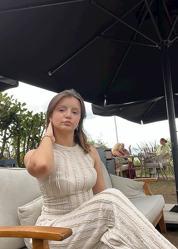 Dantel Detaylı Beyaz Midi Bohem alt üst takım - Görsel 2