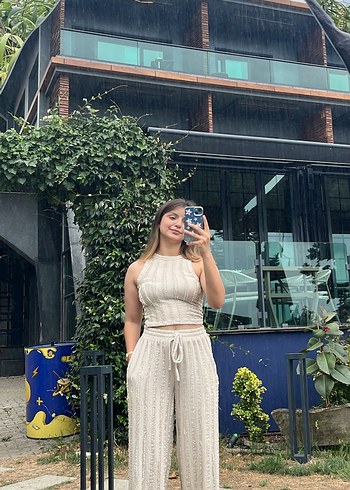 Dantel Detaylı Beyaz Midi Bohem alt üst takım - Görsel 3