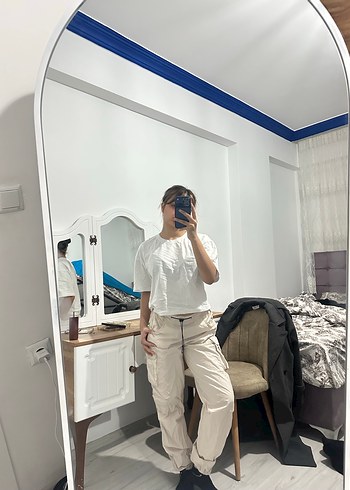 Kadın Beyaz Loose Fit Boyfriend Pantolon - Görsel 2