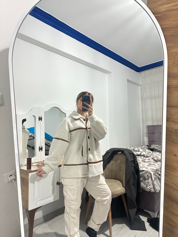 Kadın Gri Midi Boy Rahat Kesim Ceket - Görsel 2