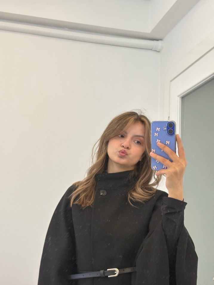 Siyah Kemerli Kadın Midi Boy Panço - Görsel 3