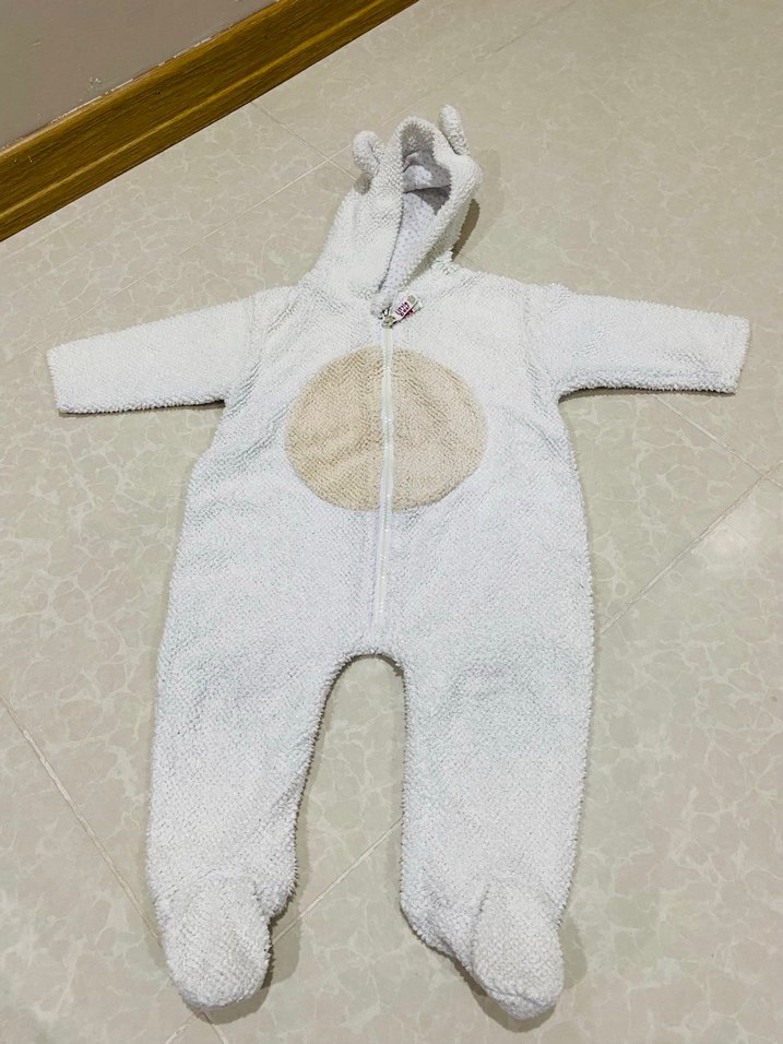 Bebek  Beyaz Örgü Tulum - Görsel 3