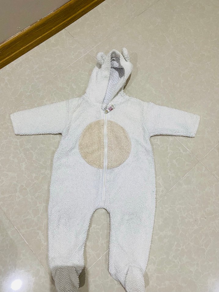 Bebek  Beyaz Örgü Tulum - Görsel 4