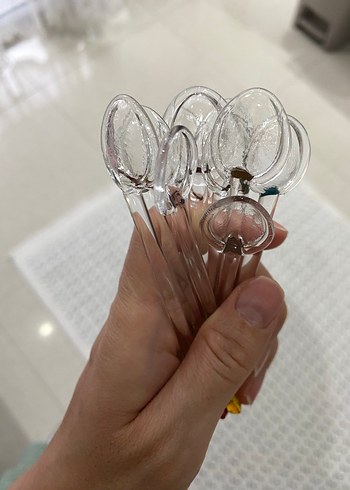 Renkli Kalp Uçlu Cam Çay Kaşığı ve Şeffaf Cam Pipet - Görsel 8