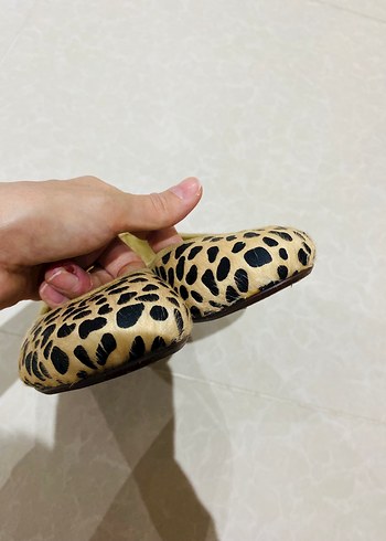 36 Beden çeşitli Renk Leopar Desenli Bej Kadın Babet