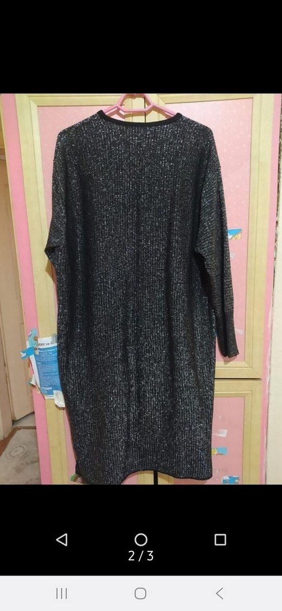 Siyah Uzun Kollu Örgü Triko Tunik - Görsel 2