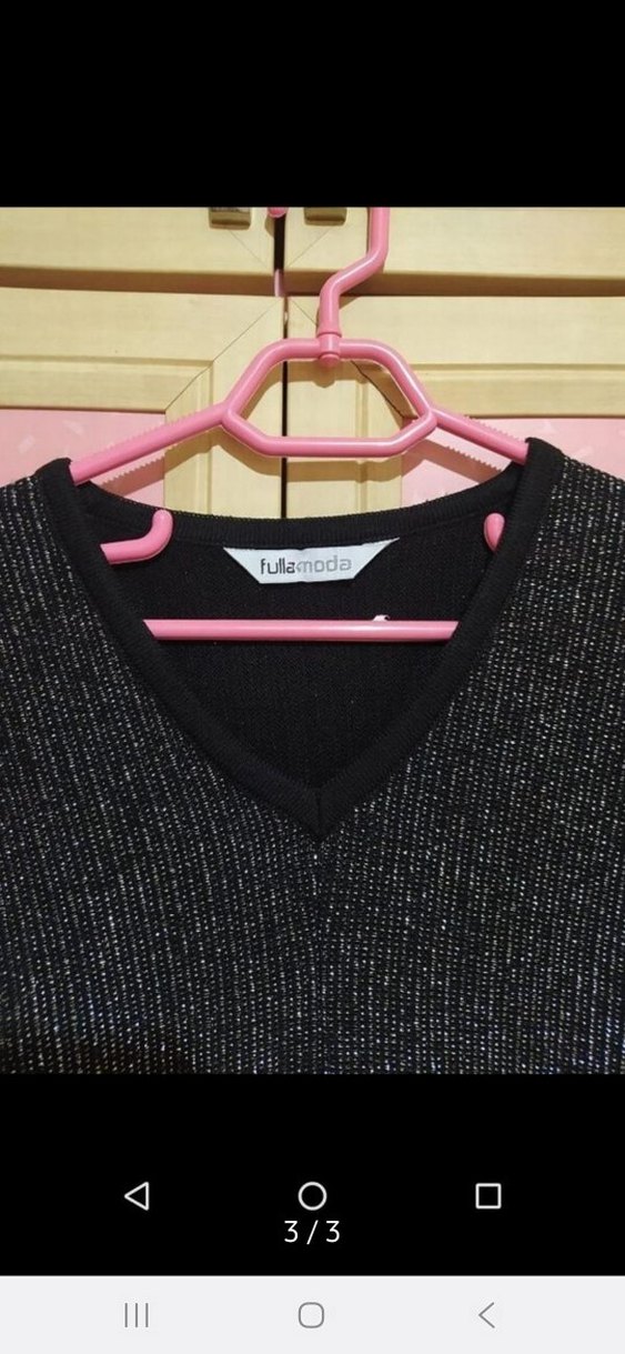 Siyah Uzun Kollu Örgü Triko Tunik - Görsel 3