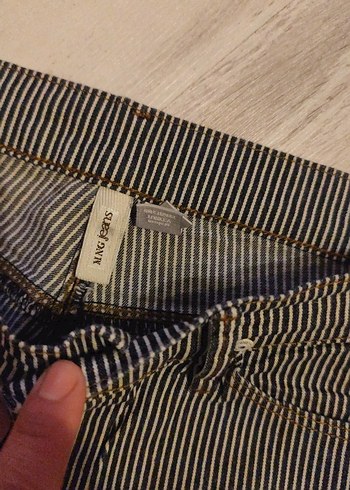 44 Beden gri Renk Çizgili Gri Denim Kadın Bermuda Şort