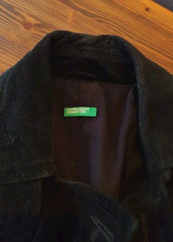 Düğmeli Siyah Süet kadinMidi Ceket - Görsel 4