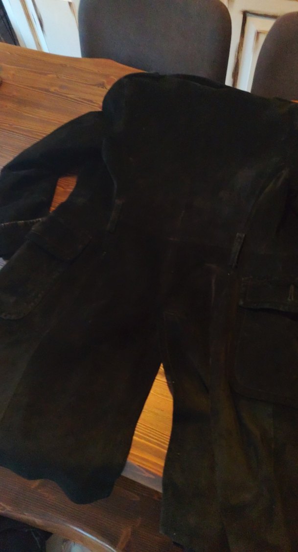 Düğmeli Siyah Süet kadinMidi Ceket - Görsel 5