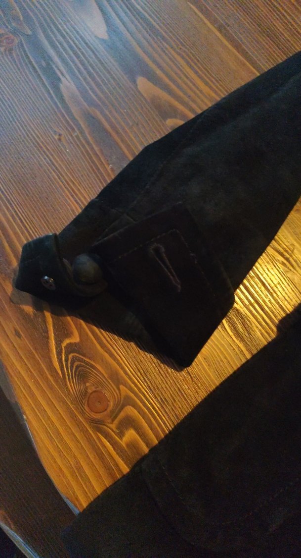 Düğmeli Siyah Süet kadinMidi Ceket - Görsel 2