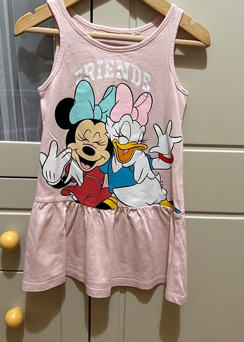 Kız Çocuk Pembe Minnie&Daisy Baskılı Elbise 3 yaş