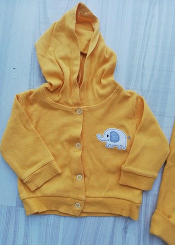 Zara Sarı Kapüşonlu Bebek Takımı