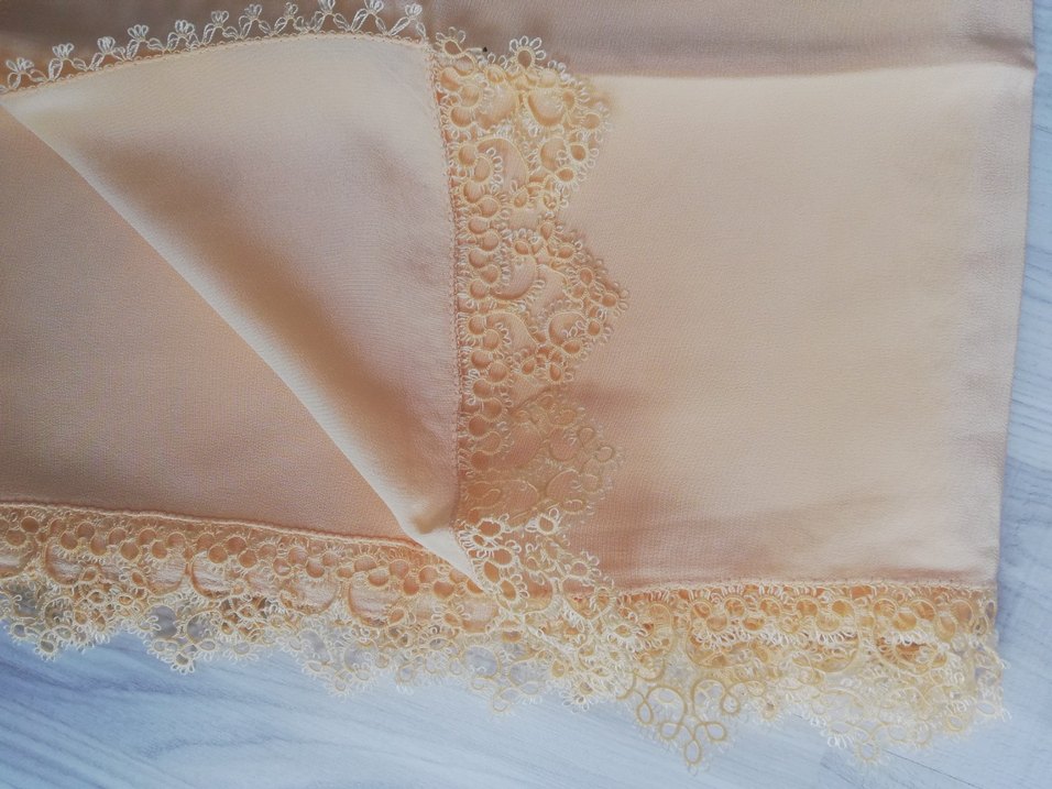 Dantel Detaylı İşleme Tülbent Şal - Görsel 3