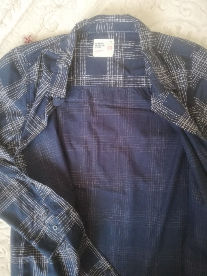 Mavi Pamuklu Kareli Gömlek - Görsel 4