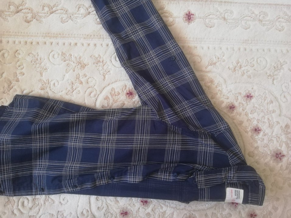 Mavi Pamuklu Kareli Gömlek - Görsel 3