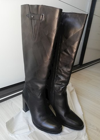 Hakiki Deri Tokalı Dizüstü Kadın Çizme - Görsel 5