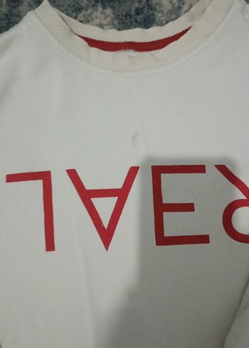 s Beden Kadın Beyaz Baskılı Fermuarlı Sweatshirt