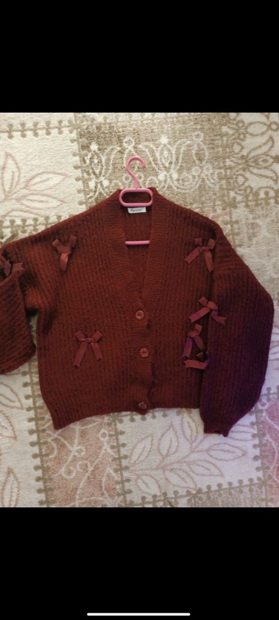 Bordo Triko Hamile Hırkası - Görsel 3