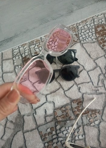 krem sefaf pembe Retro Dikdörtgen Güneş Gözlüğü - Görsel 6