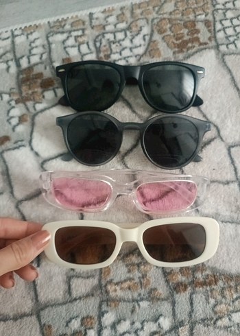 krem sefaf pembe Retro Dikdörtgen Güneş Gözlüğü - Görsel 2