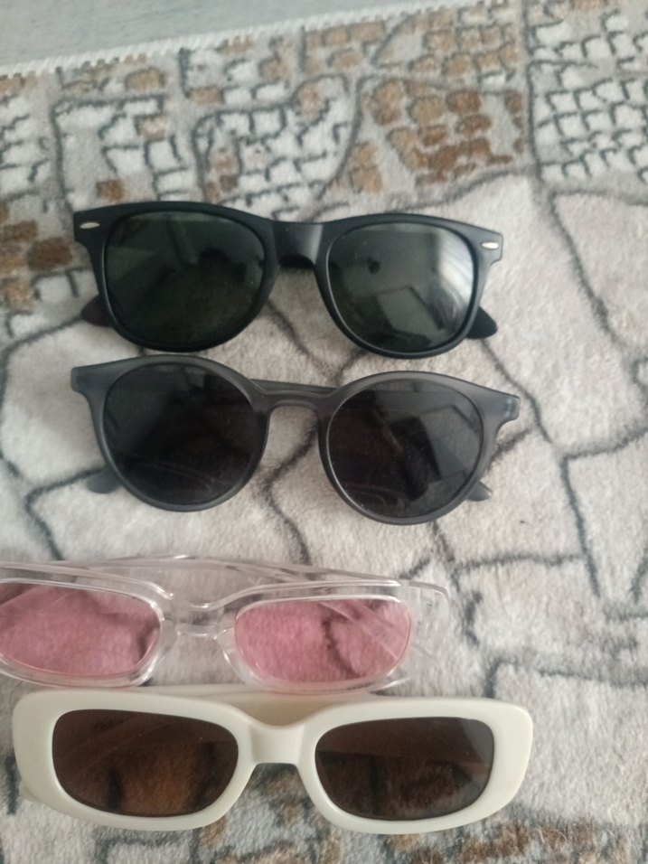 krem sefaf pembe Retro Dikdörtgen Güneş Gözlüğü - Görsel 5