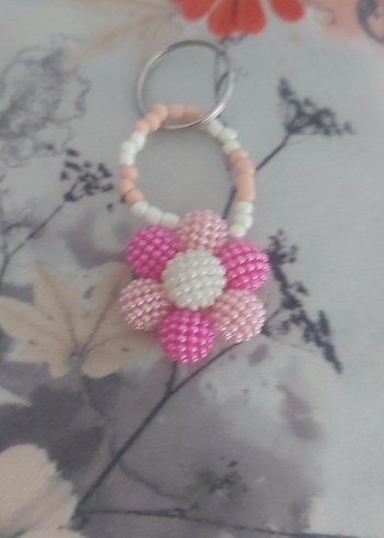 Pembe Boncuklu Bohem Anahtarlık