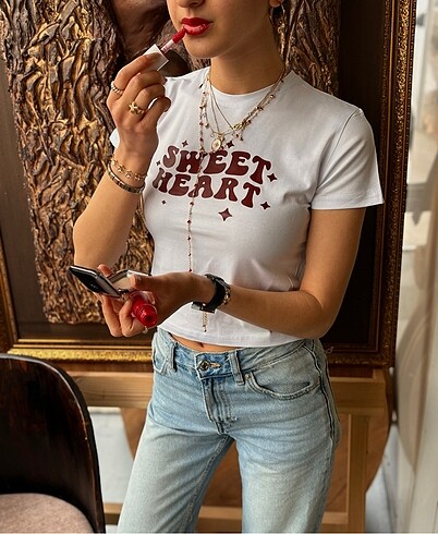 Sweat Heart Pinterst Tarzı T-shirt