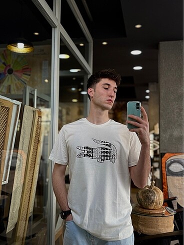 l Beden beyaz Renk Orjinal Lacoste Baskılı T-Shirt