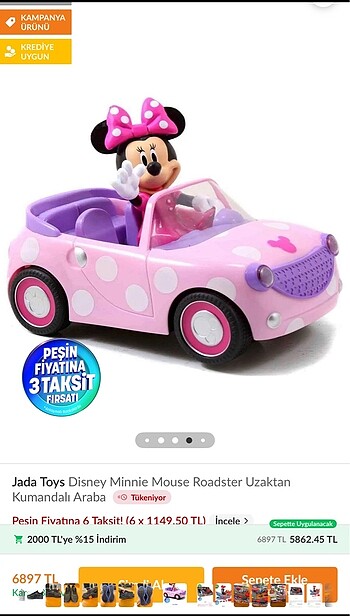 Minnie Mouse Uzaktan Kumandalı Araba